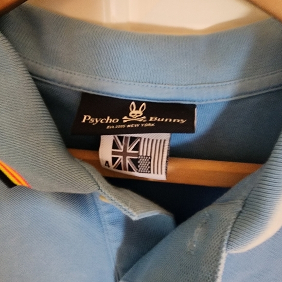Psycho Bunny Bank Pique Polo Size 4 Darlin Blue Pima Cotton Short Sleeve Collar - Picture 6 of 10